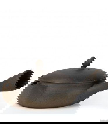 Tetera Kyusu Flat Light de Gyokko en barro claro Tokoname, 180 ml