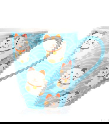 Taza Maneki Neko de porcelana - Gato de la suerte japonés