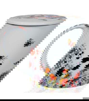 Taza Gatón con flores 500ml | Taza de té con filtro grande