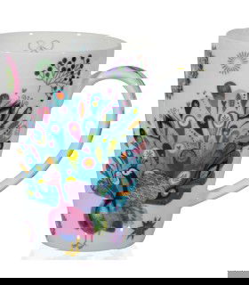 Taza para té de pocelana pavo real