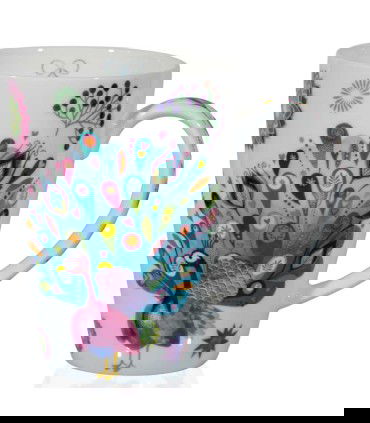 Taza para té de pocelana pavo real