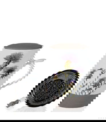 Taza con filtro para té cardo blanco